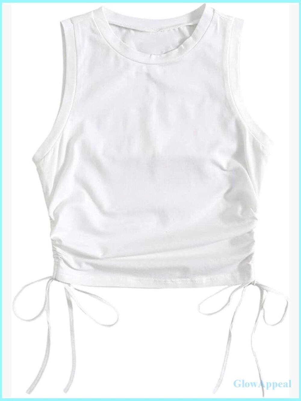 Ruched Drawstring Side Tank Top Crew Neck Sleeveless Fitted Crop Top
